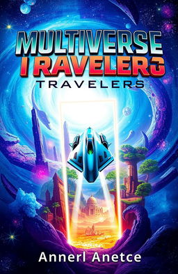 A captivating book cover for a science fiction novel titled 'Multiverse Travelers