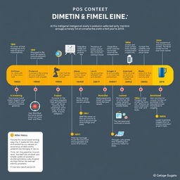 A detailed infographic timeline showcasing the history of artificial intelligence (AI) through various consumer products