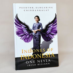 An enchanting book cover showcasing a central icon of an Indonesian woman in a beautifully detailed kebaya, radiating elegance and cultural heritage