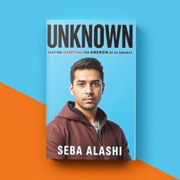 A striking book cover featuring a man in his 30s, set against a vibrant background of blue and orange colors