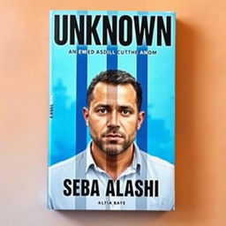 A striking book cover featuring a man in his 30s, set against a vibrant background of blue and orange colors