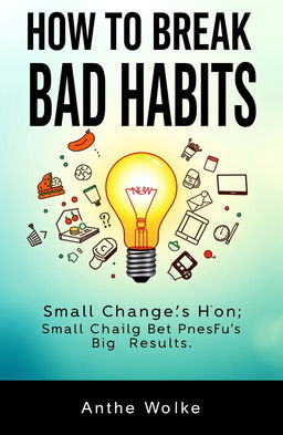 A visually captivating book cover design for a self-help book titled 'How to Break Bad Habits: Small Changes, Big Results'