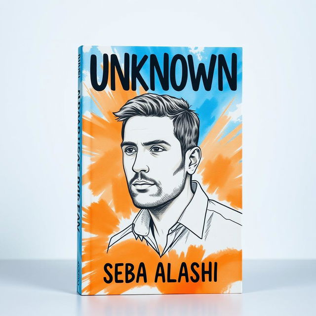 A large, eye-catching drawing of a man in his 30s is featured prominently on the cover of the book