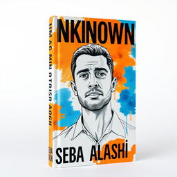A large, eye-catching drawing of a man in his 30s is featured prominently on the cover of the book