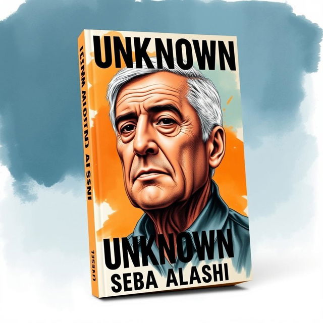 A large drawing of a man in his late 40s, whose face covers approximately 50% of the book cover, creating a dramatic focal point