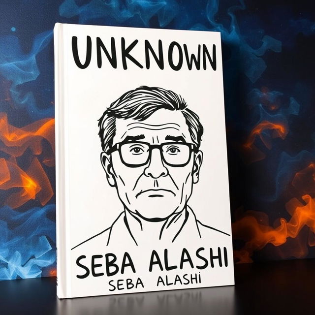 A large drawing of a man in his late 40s, wearing glasses, dominates the cover, with his face covering approximately 50% of the design