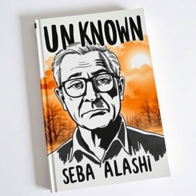 A large drawing of a man in his late 40s, wearing glasses, takes center stage on the cover, with his face covering approximately 50% of the layout