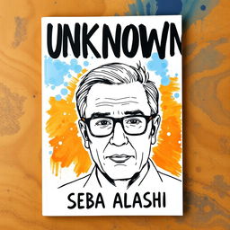 A large drawing of a man in his late 40s, wearing glasses, takes center stage on the cover, with his face covering approximately 50% of the layout