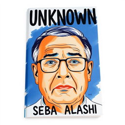 A large drawing of a man in his late 40s, wearing glasses, fills the cover, with his face covering about 50% of the layout