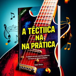A captivating e-book cover for 'A Técnica na Prática' by Kleber Oliveira, showcasing an artistic representation of an electric guitar with vibrant colors
