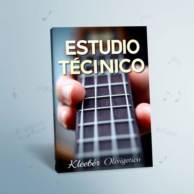 An eye-catching e-book cover for 'Estudo Técnico' by Kleber Oliveira, focusing on guitar study techniques