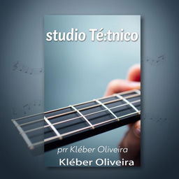 An eye-catching e-book cover for 'Estudo Técnico' by Kleber Oliveira, focusing on guitar study techniques