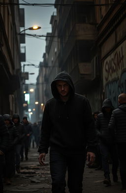 An underground setting in a Russian ghetto, portraying a sense of coolness and grit