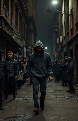 An underground setting in a Russian ghetto, portraying a sense of coolness and grit