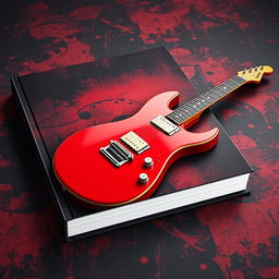 An engaging e-book cover designed to resemble a physical book about electric guitar, featuring a striking image of a glossy electric guitar resting on a grungy, textured backdrop that suggests rock music vibes