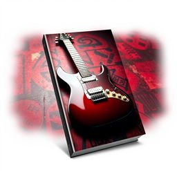 An engaging e-book cover designed to resemble a physical book about electric guitar, featuring a striking image of a glossy electric guitar resting on a grungy, textured backdrop that suggests rock music vibes