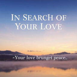 An image featuring a serene landscape or romantic setting, with large, soft text at the top that reads *'In Search of Your Love'* as the main caption