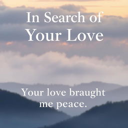 An image featuring a serene landscape or romantic setting, with large, soft text at the top that reads *'In Search of Your Love'* as the main caption