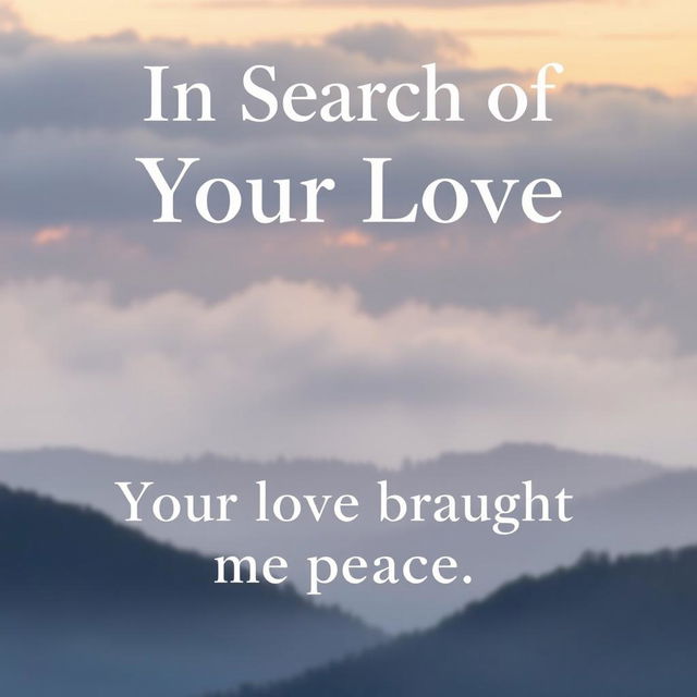 An image featuring a serene landscape or romantic setting, with large, soft text at the top that reads *'In Search of Your Love'* as the main caption