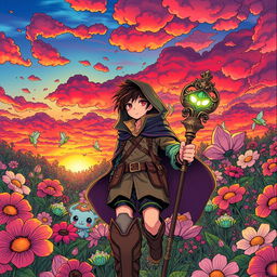 A high-quality manga-style illustration featuring elements of mystery, adventure, and fantasy