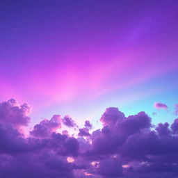 A breathtaking sky filled with vibrant shades of violet, merging into various hues that create a stunning visual spectacle