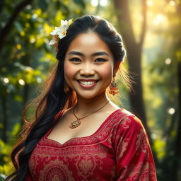 A captivating portrait of Wewe Gombel, the beautiful Indonesian folklore character, distinguished by her large chest