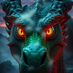A mesmerizing depiction of a dragon's eyes, glowing with an otherworldly intensity