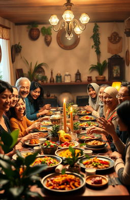 A vibrant and welcoming scene depicting the theme of hospitality with a warm, inviting atmosphere