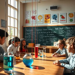 An imaginative scene depicting the theme of education in physics and its impact on health