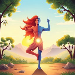 An inspiring illustration representing the harmony between physical health (jasmani) and mental/spiritual well-being (rohani)