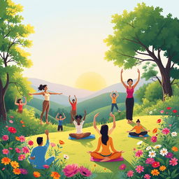 A harmonious illustration depicting the balance between physical health (jasmani) and spiritual well-being (rohani)