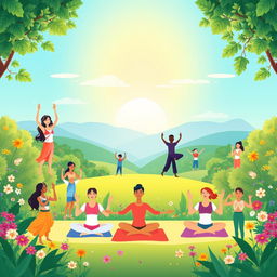 A harmonious illustration depicting the balance between physical health (jasmani) and spiritual well-being (rohani)