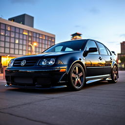 A sleek black 2004 Volkswagen Jetta GLI featuring an aggressive body kit