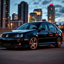 A sleek black 2004 Volkswagen Jetta GLI featuring an aggressive body kit