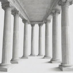 Technical line drawing in perspective of Roman columns.