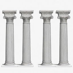 Linear drawing of Roman columns with only black outlines.