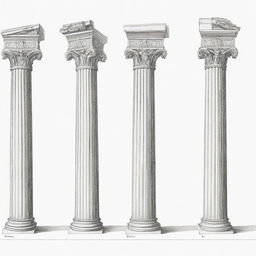 Linear drawing of Roman columns with only black outlines.