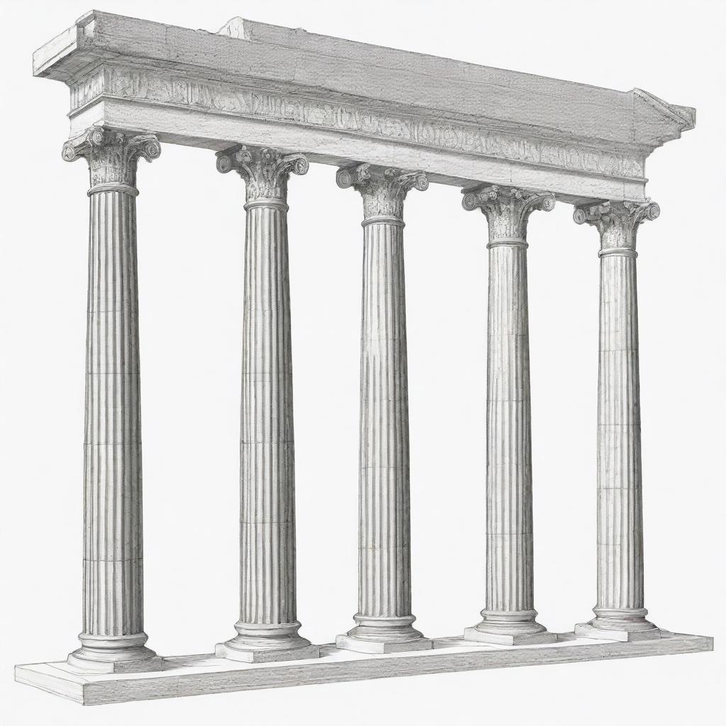 Linear drawing of Roman columns with only black outlines.