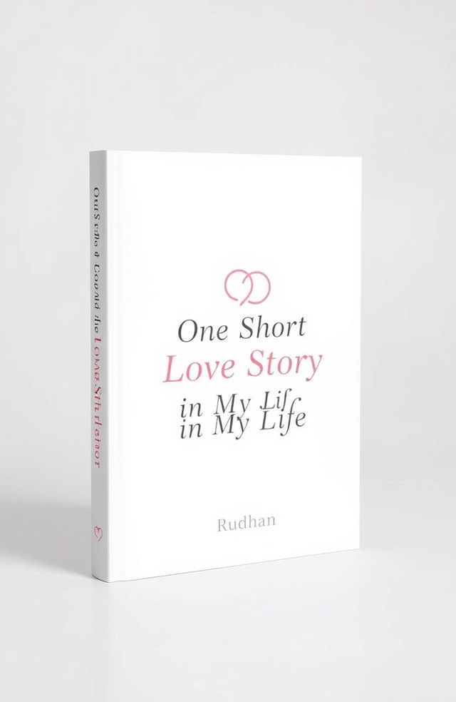 A minimalist book cover for a love story titled "One Short Love Story in My Life" by Rudhan