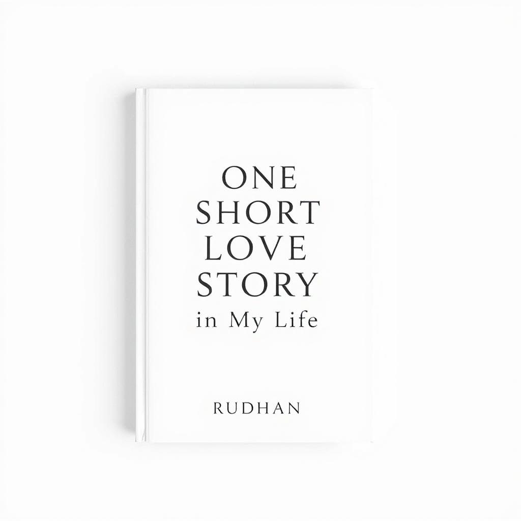 A minimalist book cover for a love-related story titled "One Short Love Story in My Life" by Rudhan