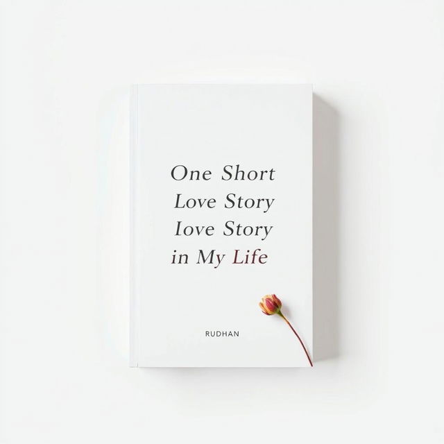 A minimalist book cover for a love-related story titled "One Short Love Story in My Life" by Rudhan