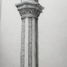 Dibujo hecho con radiógrafo de una columna griega con gran detalle y linea media de grosor