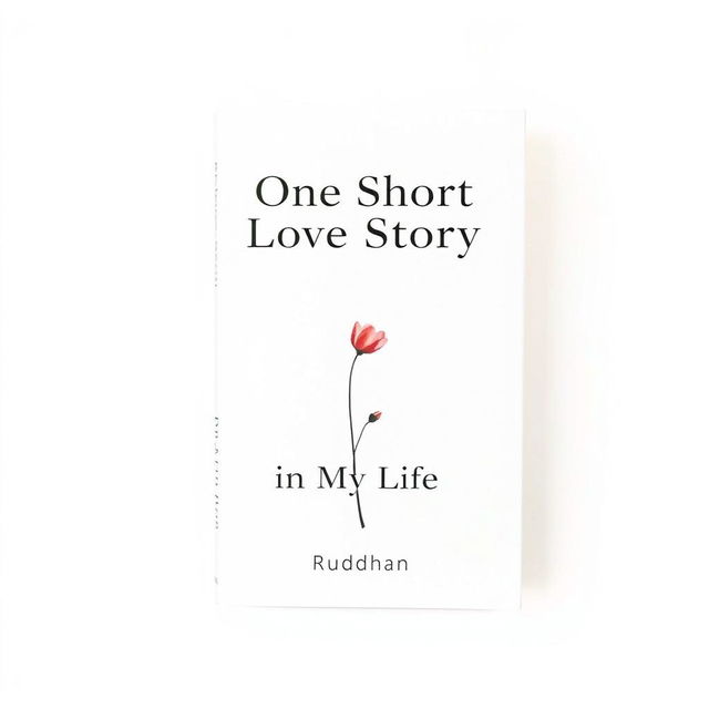 A minimalist book cover for a love story titled "One Short Love Story in My Life" by Rudhan