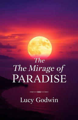 A book cover design featuring a stunning sunset over Puerto Vallarta, showcasing vibrant orange and purple hues in the sky as the sun sets on the horizon