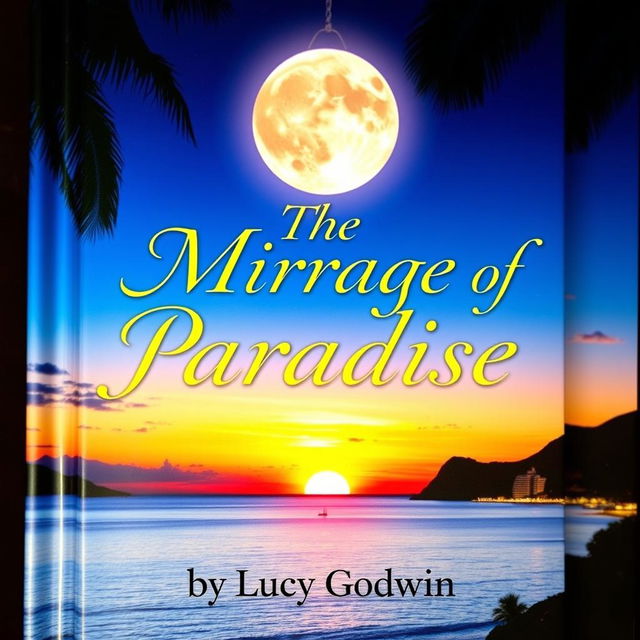 A captivating book cover design featuring a beautiful sunset over Puerto Vallarta Bay