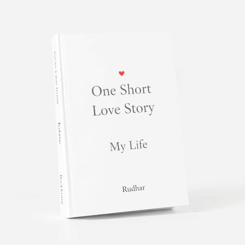 A minimalist book cover design for a love story titled "One Short Love Story in My Life" by Rudhan