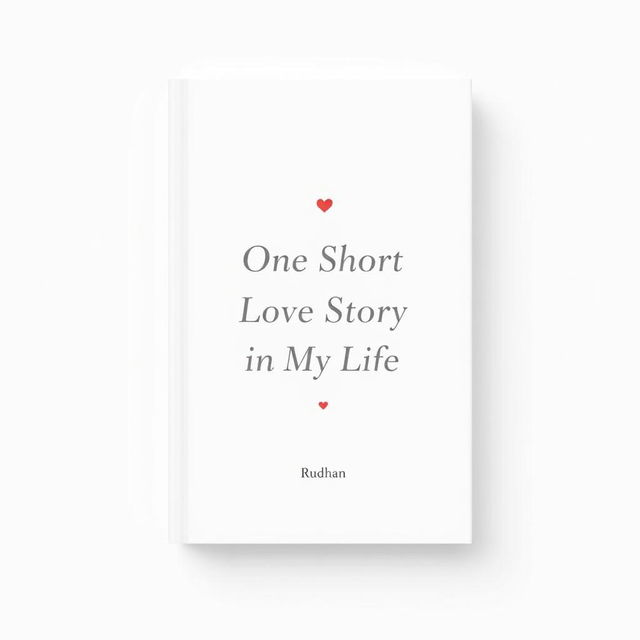 A minimalist book cover design for a love story titled "One Short Love Story in My Life" by Rudhan