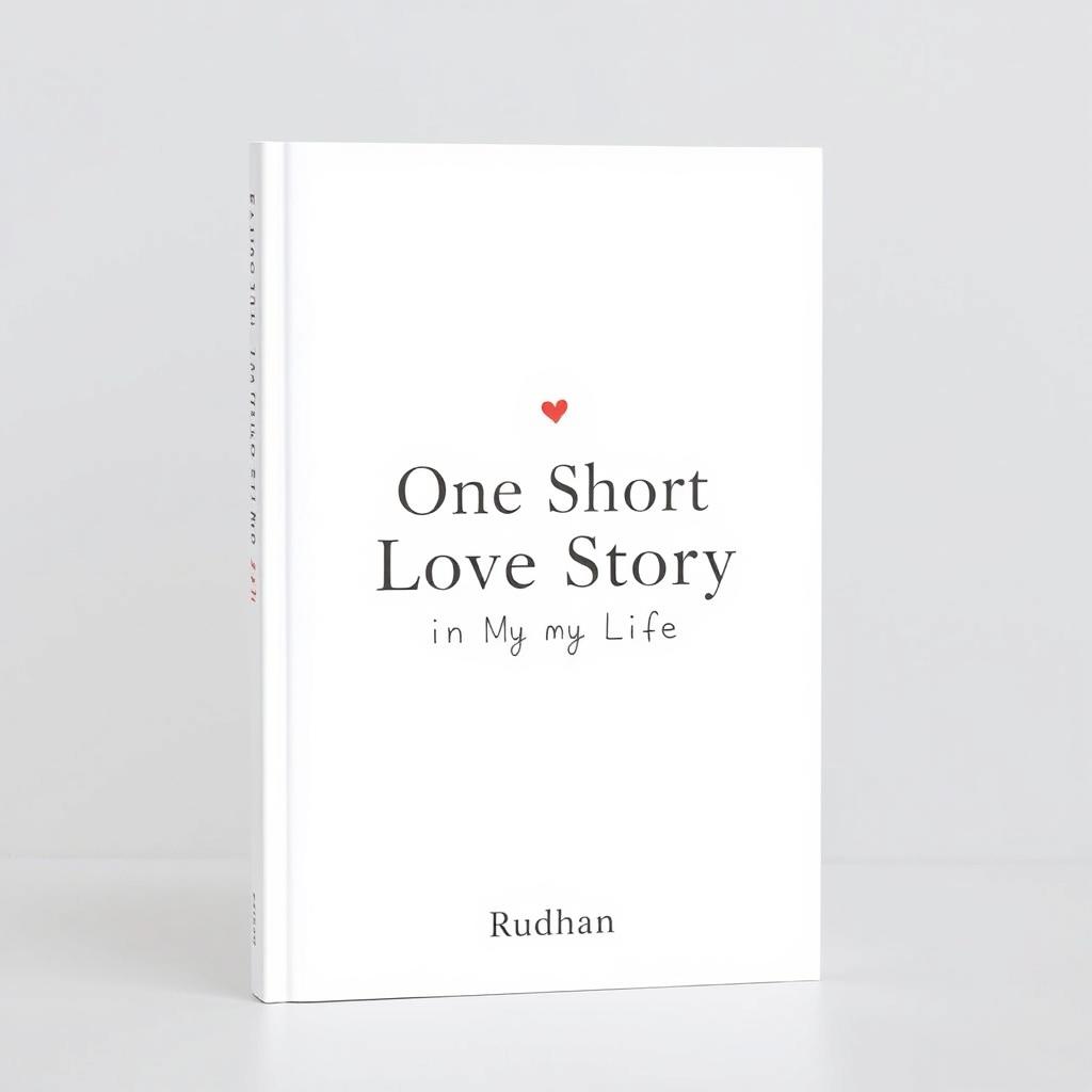 A minimalist book cover design for a love and relationship-themed book titled "One Short Love Story in My Life" by writer Rudhan