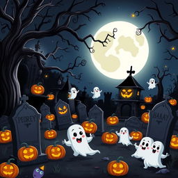 A dark and whimsical animated cemetery in a Disney-inspired style