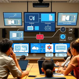 A visually engaging educational scene that showcases the basic concepts of video coding technology